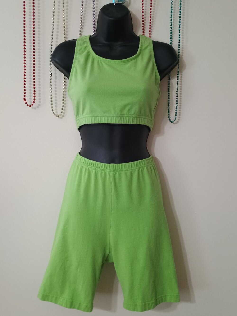 Vintage The Body Co. Biker Short & Sport Bra Set Large/Xlarge Green